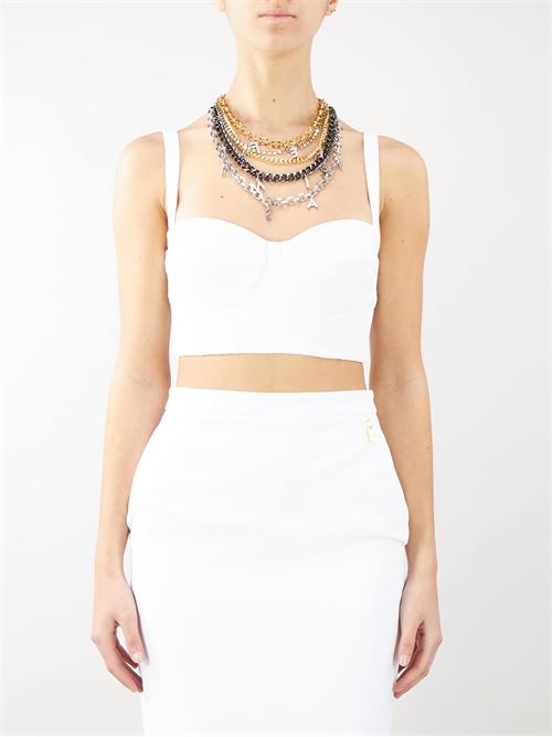 Double stretch crepe bustier top with necklace Elisabetta Franchi ELISABETTA FRANCHI | Top | TO01742E2360